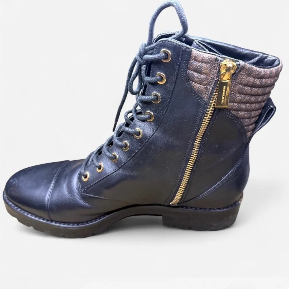 MICHAEL Michael Kors Bastien Black Leather Combat Boots Like New Edgy Urban 10M - Picture 3 of 8